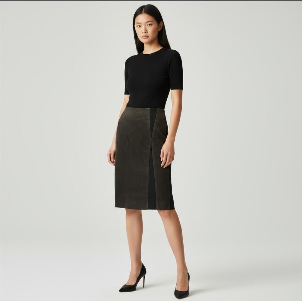 Poleci Black Brown Midi Size 6 Skirt